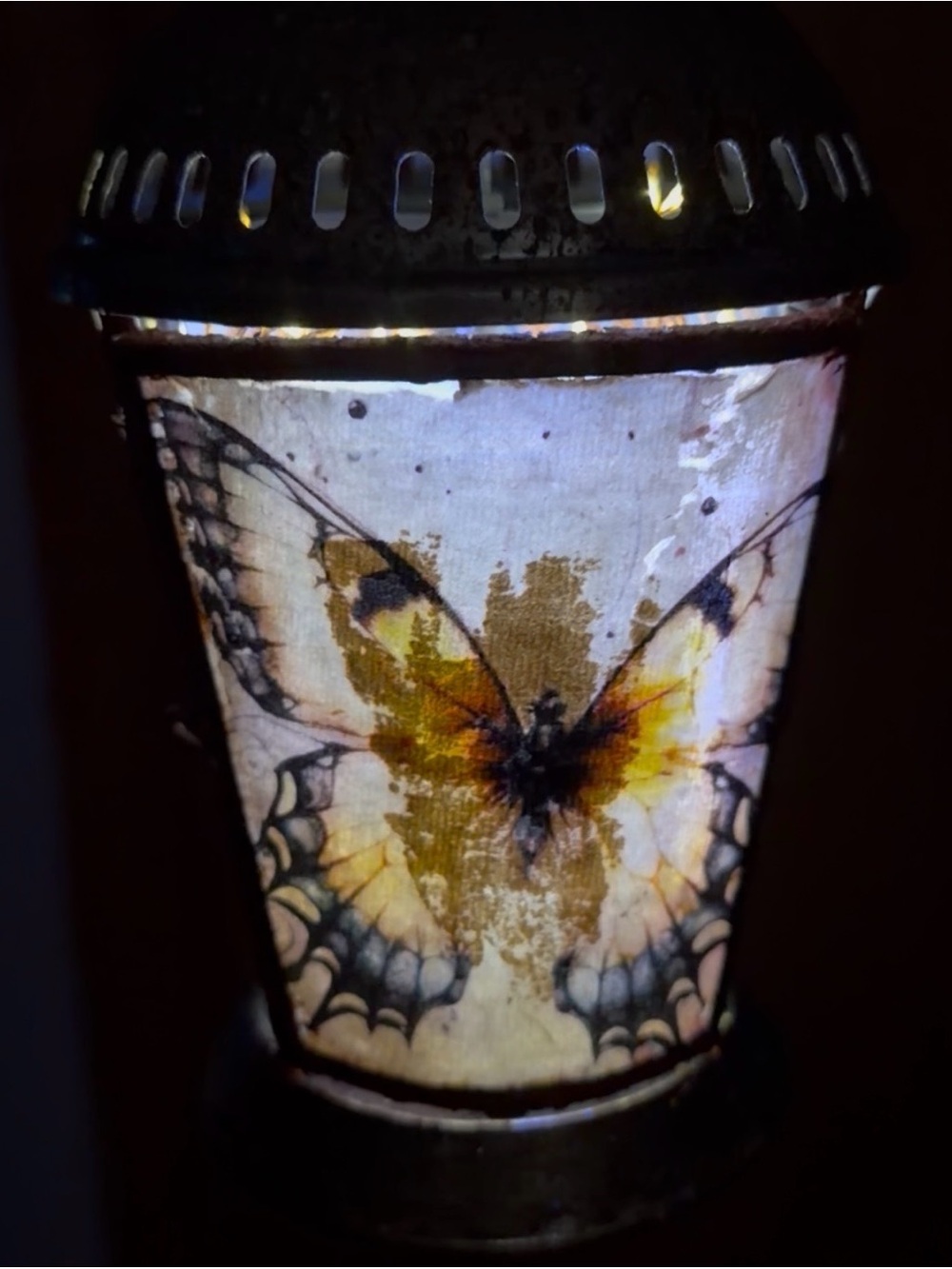 Summer light up lantern hand painted & decor 9 inches